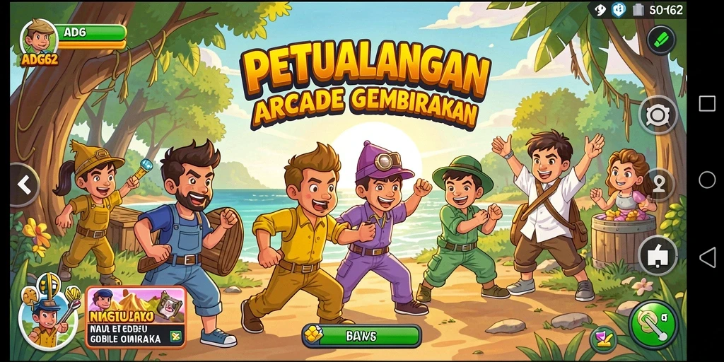 Tangkapan layar utama ADG62 menunjukkan aksi gameplay arcade yang mendebarkan.