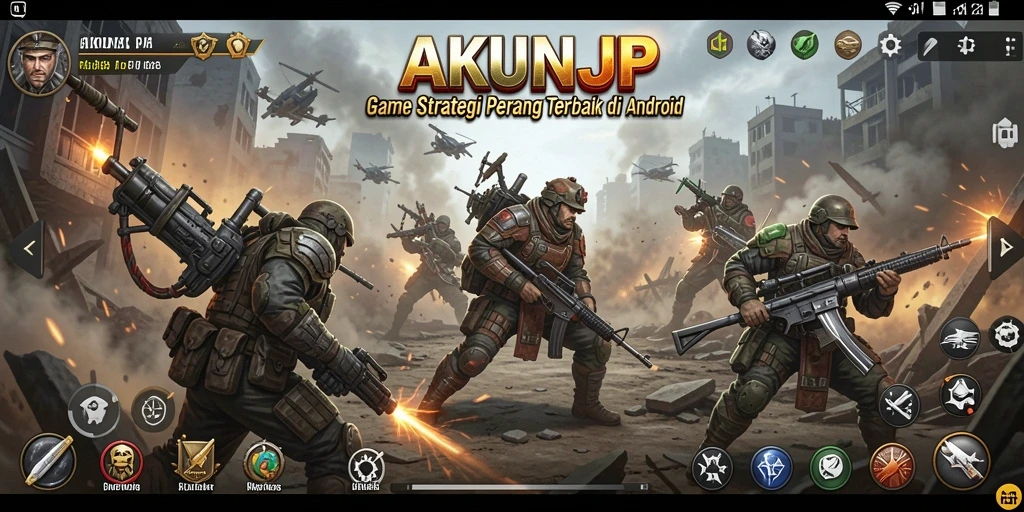 Menampilkan pertempuran taktis dalam gameplay AKUNJP.
