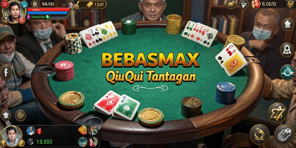 Tampilan gameplay menegangkan di BEBASMAX saat bermain QiuQiu.
