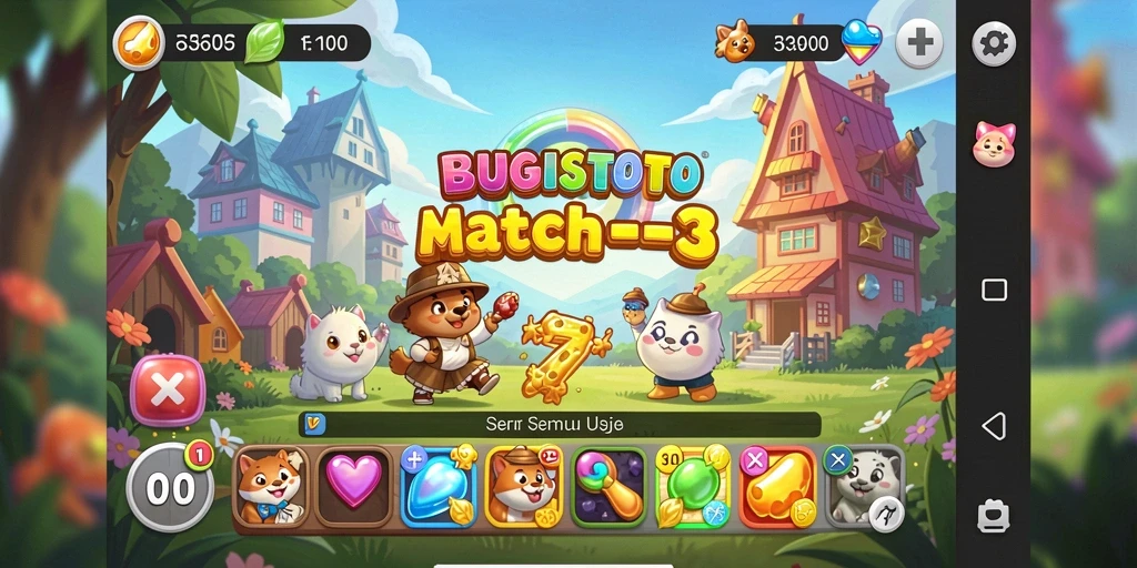 Tampilan gameplay menarik dari BUGISTOTO dalam aksi Match-3.