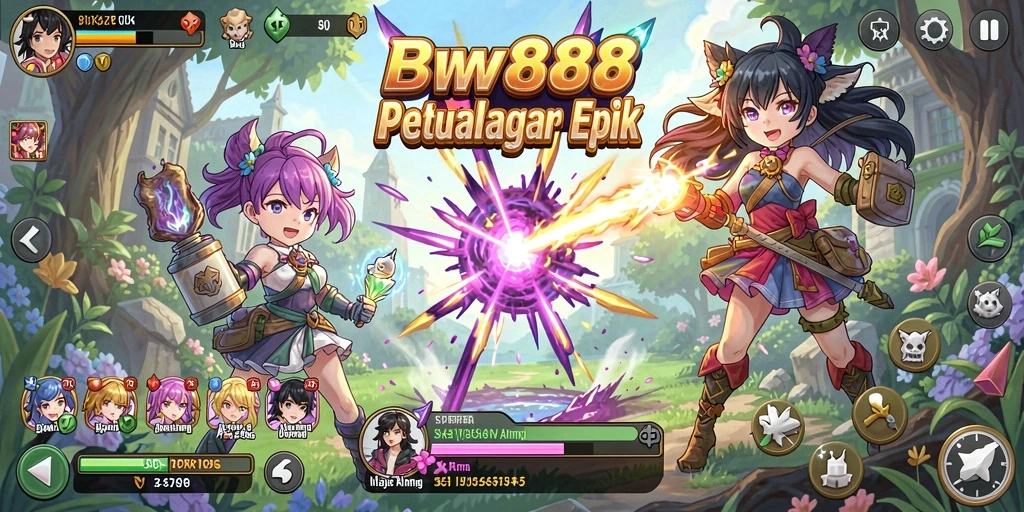 Tampilan screenshot BW888 menunjukkan pertarungan epik dalam dunia anime.