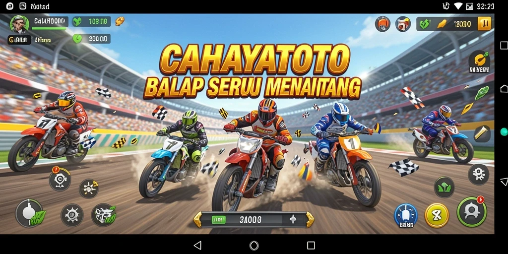 Tampilan gameplay CAHAYATOTO yang menampilkan balapan seru dan mendebarkan.