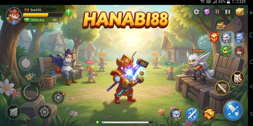 Tampilan gameplay santai dan ceria dari HANABI88.