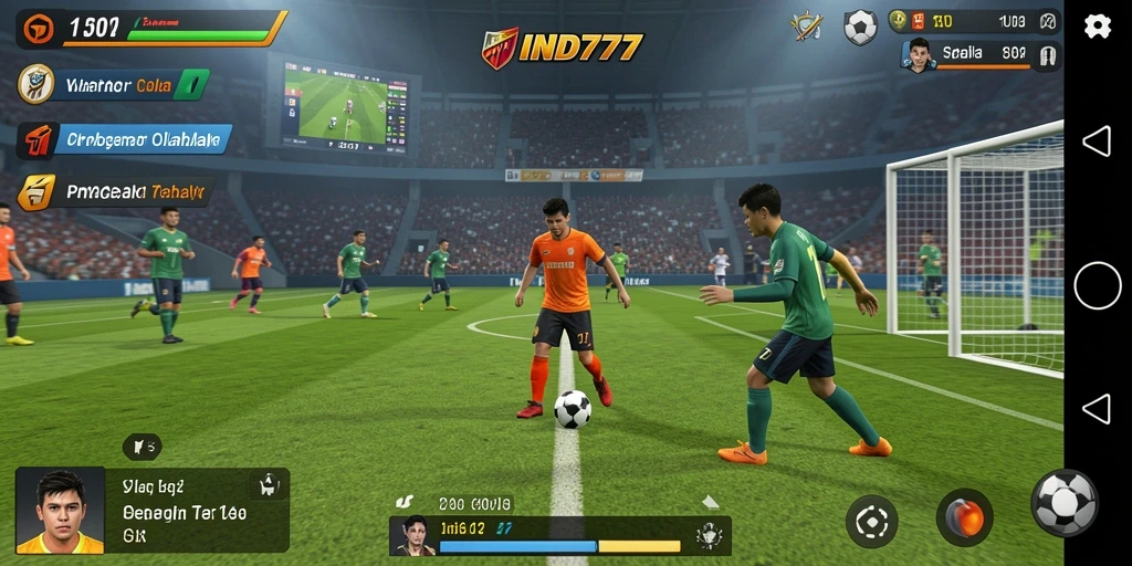 Tampilan gameplay menarik dari IND777 dengan aksi sepak bola seru.