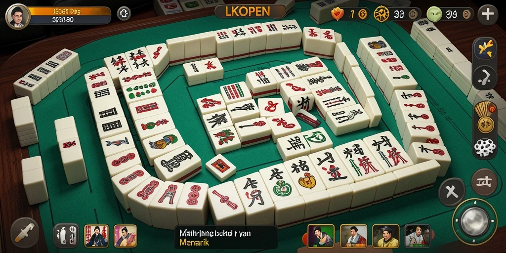 Gameplay LKOPEN yang seru dengan tampilan Mahjong yang menarik.