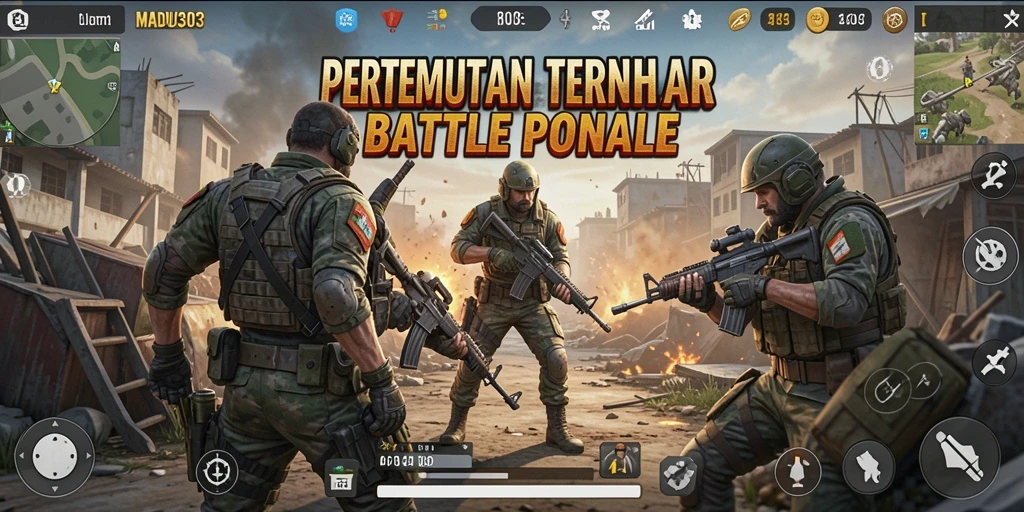 Tangkapan layar menampilkan aksi intens di lapangan pertempuran MADU303.