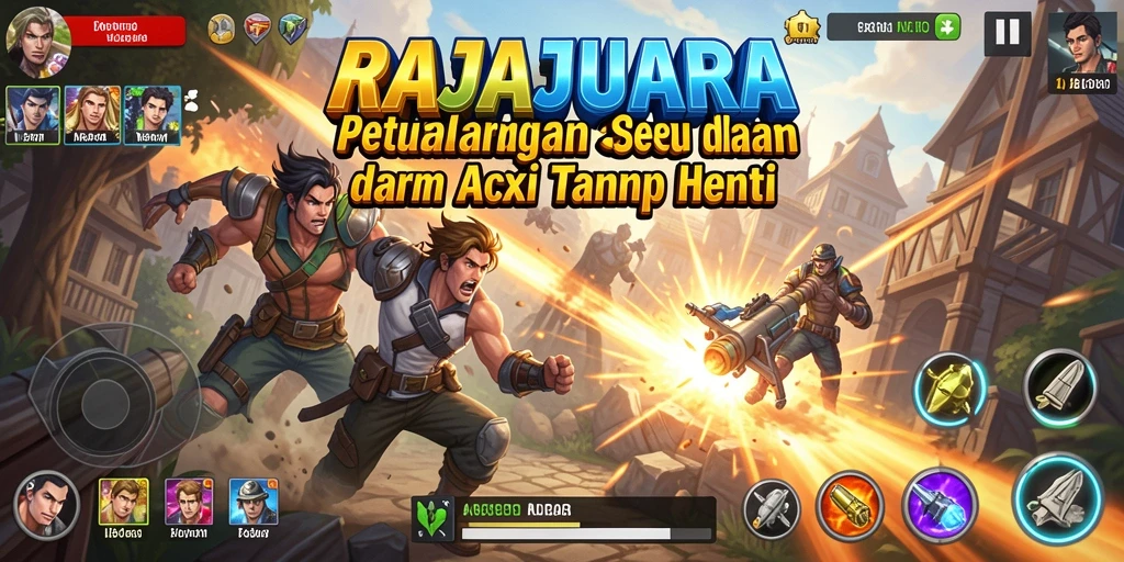 Tangkapan layar utama dari gameplay RAJAJUARA yang penuh aksi.
