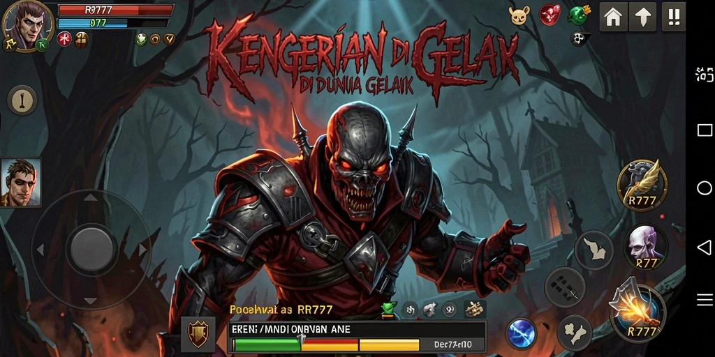 Screenshot gameplay menunjukkan suasana mencekam dan seram dari RR777.