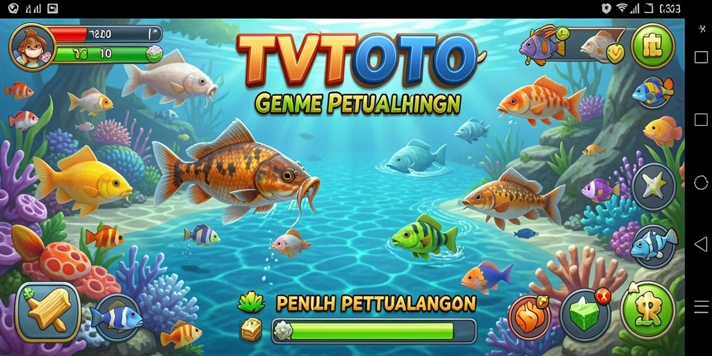 Tangkapan layar utama dari gameplay memancing yang seru di TVTOTO.