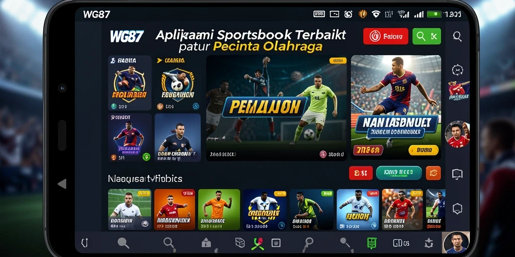Tampilan menarik dari gameplay yang interaktif dalam aplikasi Sportsbook.